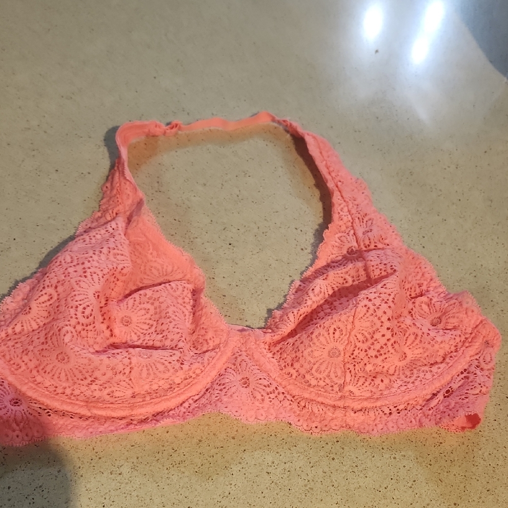 Lace Halter Bralette - Coral